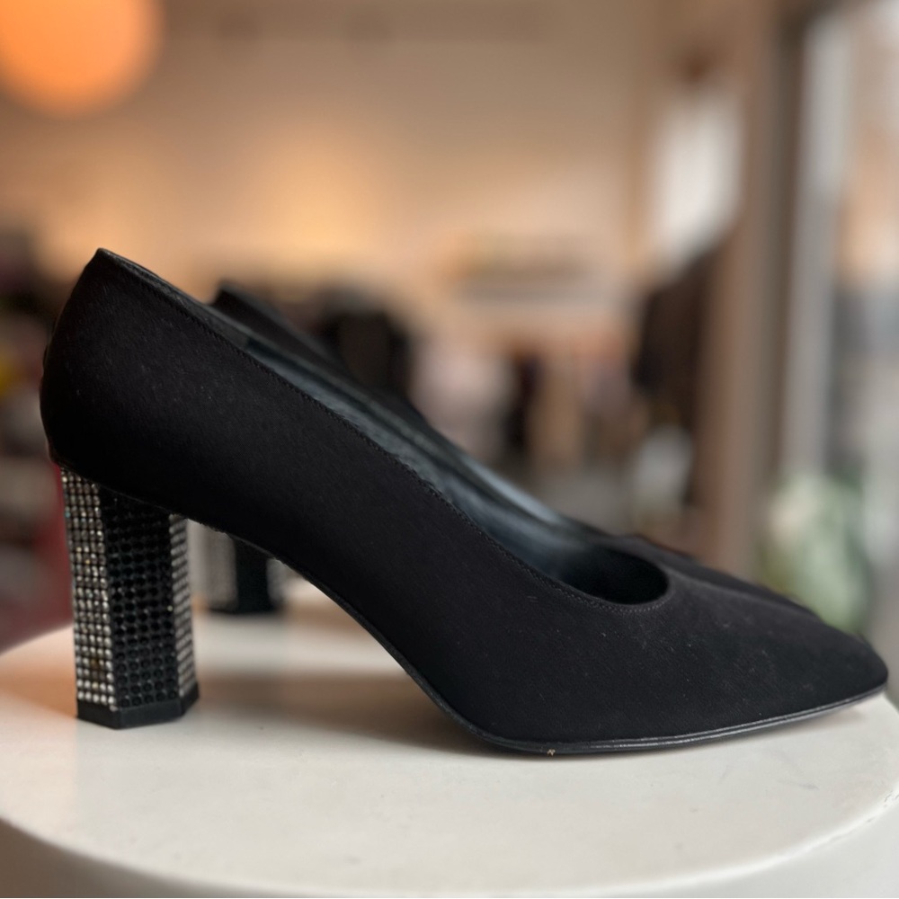 Stuart Weitzman rhinestone block heel pumps